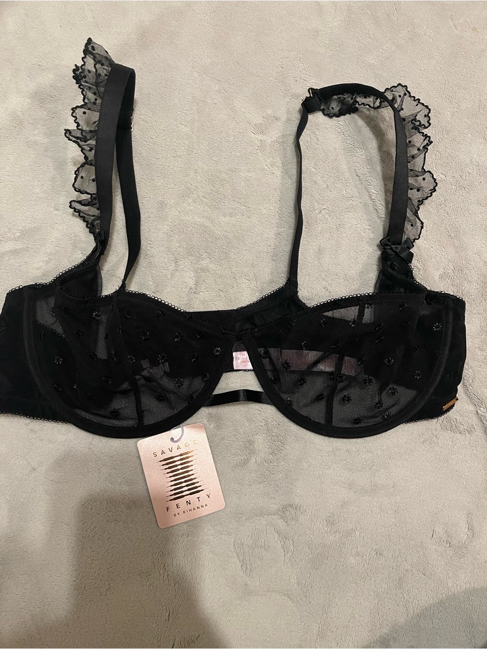 Ruffle Luv Embroidered Quarter Cup Bra SAVAGE X FENTY BY Rihanna size 40DD